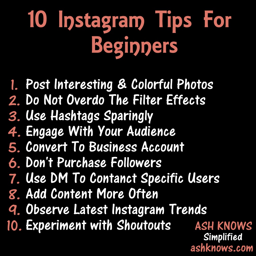 10 Instagram Tips for Beginners - ASH KNOWS