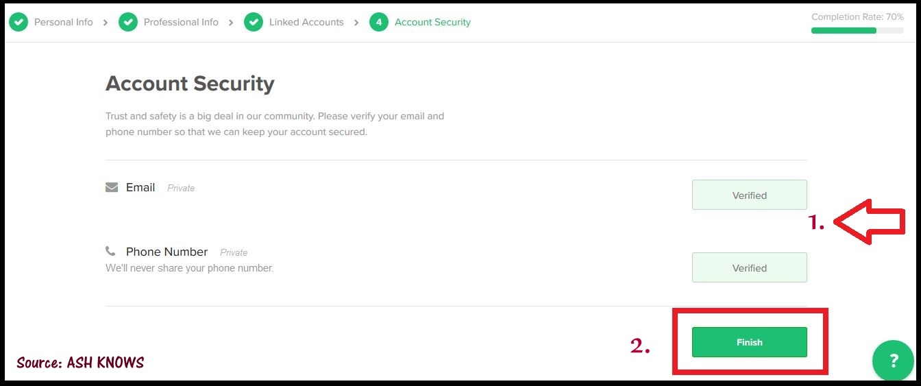 Sign Up for Fiverr - Account Security - ASH KNOWS