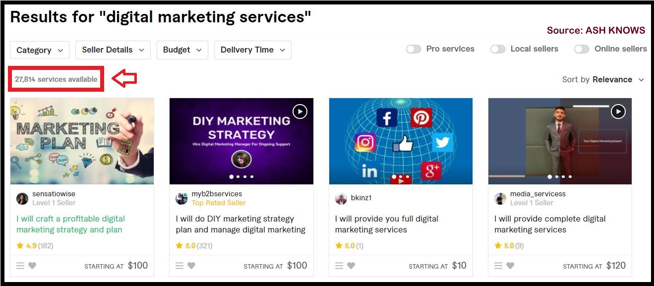 Digital Marketing Services Fiverr - ASH KNOWS